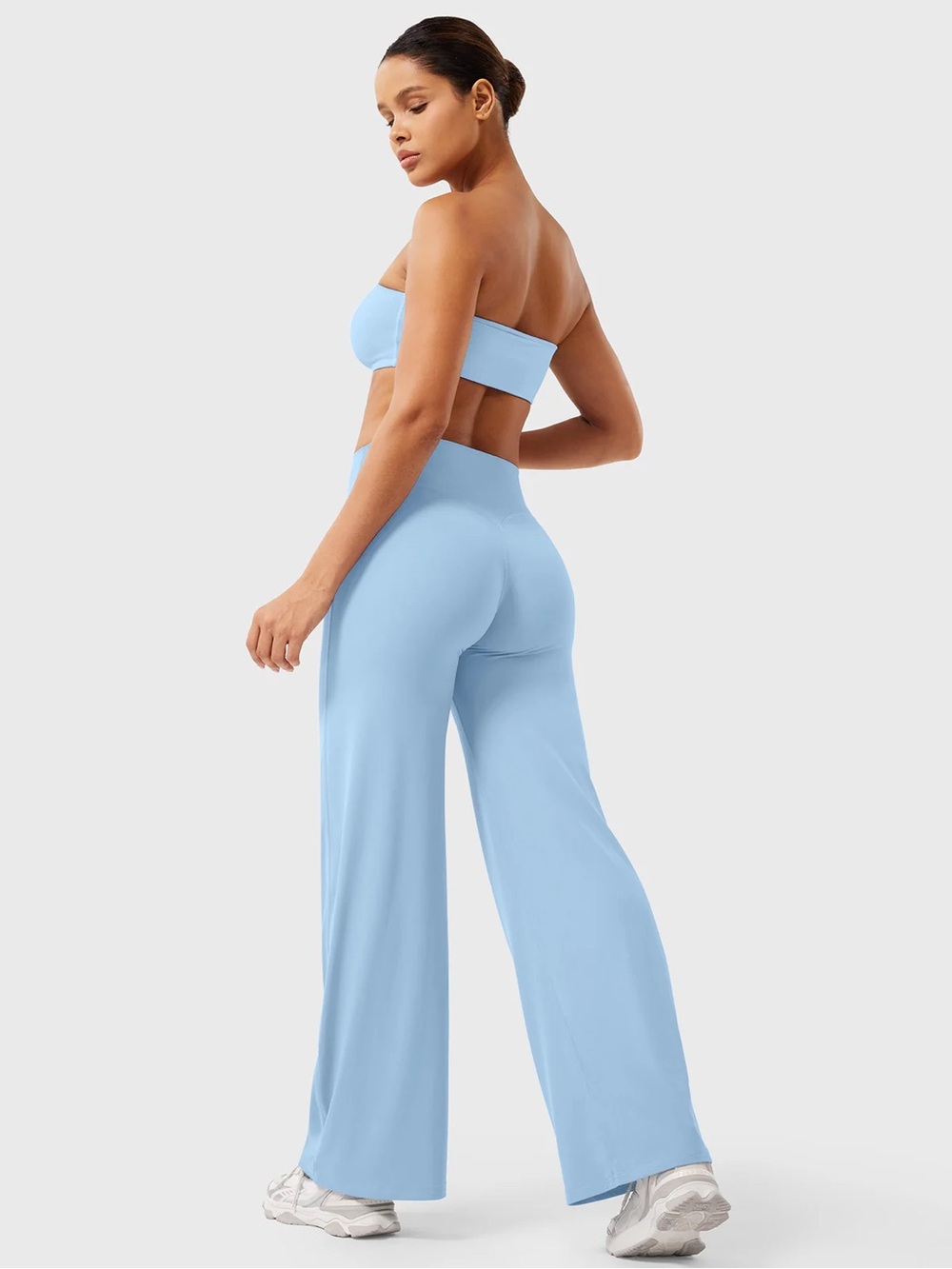 VIRAL High-Waist Wide Leg Leggings Light Blue Size M 33’ inseam Tall